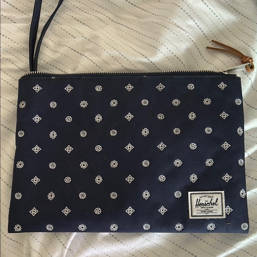 Used once Herschel Supply Company Navy Clutch Bag